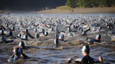 nage en eau libre, nature, la masse de natation, homme de fer, la natation, lac, triathlon, course