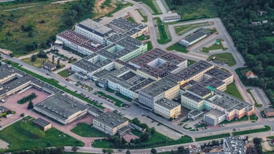 hôpital, oncologie, l'hôpital du cancer, des rues, rue, photo aérienne, la hauteur de la, bâtiments, immeubles, ville, kielce, więtokrzyskie, pologne, architecture, imeuble