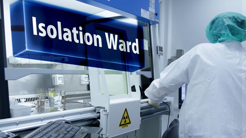 unité d'isolement, hôpital, un avis, virus, rétroprojecteur, signer, clinique, espace, pièce, personnel, soignant, docteur, examen