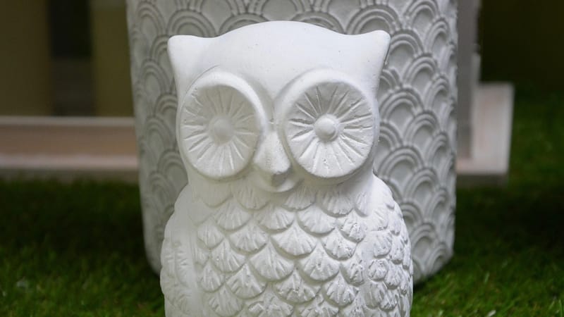 chouette, hibou, objet décoration, hiboux, plâtre, blanc, objet