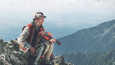 pologne, nature, highlander, musicien, montagnard polonais, violoniste, montagnes, populaire, la musique, polonais, homme, musique folklorique