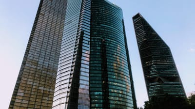 immeubles, grattes ciels, la finance, entreprise, ville, mexique, bleu des finances