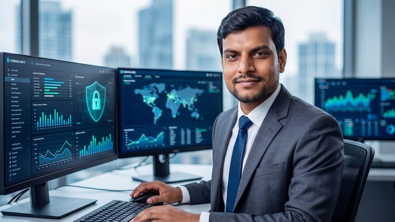 entreprise, homme d'affaires, ordinateur, ordinateur portable, bureau, écran, sécurité, technologie, graphique, ville, analyse, données, moniteur, succès, lieu de travail, homme, travail, assis, costume
