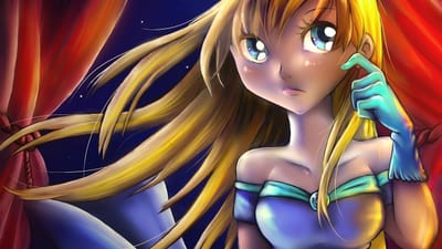 dessin, manga, cendrillon, attente, triste, fille, art digital, image, solitude, femme, tristesse, romantique, jeune fille, fille triste, nuit, soirée, seule, soir