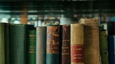 Vue rapprochée d'une rangée de livres vintage dans un cadre de bibliothèque à Istanbul.