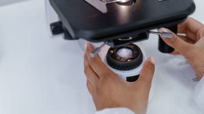 Un scientifique ajuste un microscope dans un laboratoire, se concentrant sur l'échantillon.