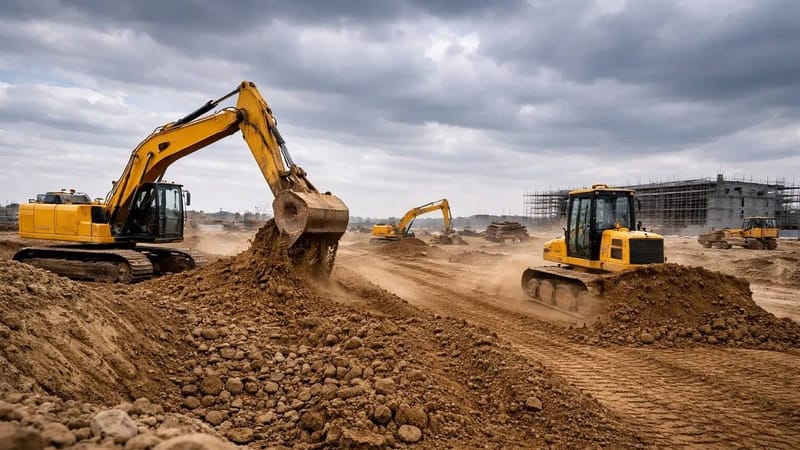 chantier, excavatrice, terrassement, constructeur, zone industrielle, technologie, bâtiment, sable, construction, industrie, site de construction, machinerie de construction, environnement de travail, grue, zone de construction, technologie de construction, main-d'œuvre, équipement, infrastructure
