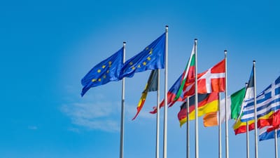 union européenne, parlement européen, drapeaux, nature, mâts de drapeau, eu, des pays, nations, drapeaux nationaux, symbole, ciel
