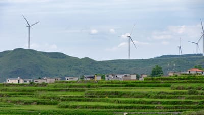 éoliennes, rizières en terrasses, huaxi, parc éolien, l'énergie éolienne, moulin à vent, énergie renouvelable, l'énergie durable, ciel, nuage, guizhou, guiyang, district de huaxi, canton de gaopo, électricité, la production d'énergie, respectueux de l'environnement, le développement durable, nature, nouvelle énergie