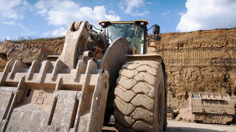 carrière, excavatrice, chantier de construction, site, roues, travailler, la main d'oeuvre
