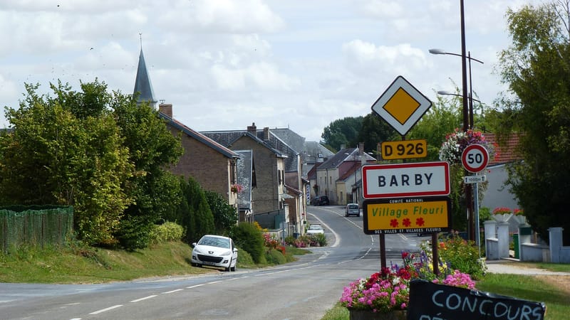 Rethel — Barby (Ardennes) city limit sign