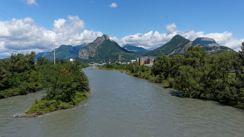 Seyssinet-Pariset — Le Drac à Grenoble en aval du pont de Catane