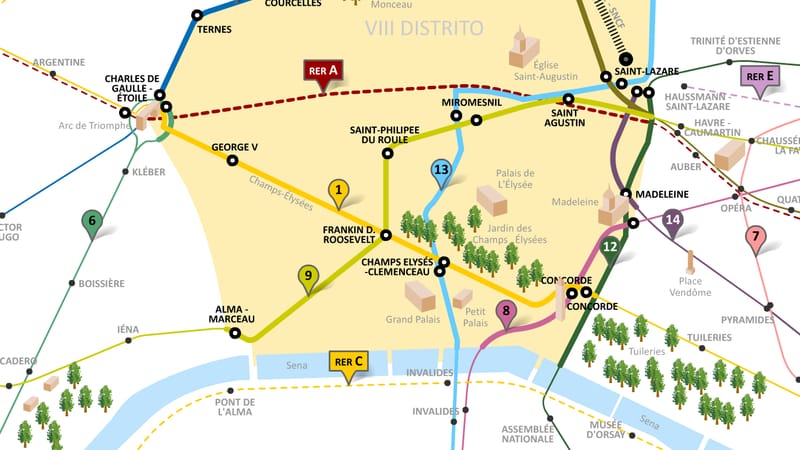 Paris 8e Arrondissement — Metro 8vo arrondissement