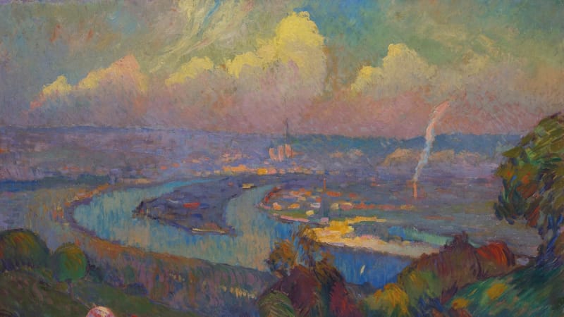 Canteleu — Robert Antoine Pinchon, Rouen, La Seine, Vue depuis les Hauteurs de Caudebec, oil on canvas, 73.7 x 92.4 cm (29 x 36.4 in)