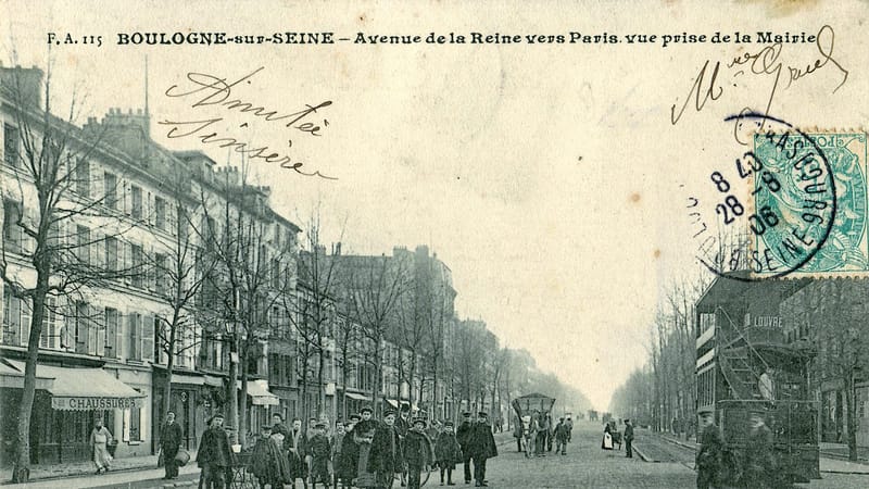 Boulogne-Billancourt — FA 115 - BOULOGNE-SUR-SEINE - Avenue de la Reine vers Paris, vue prise de la Mairie