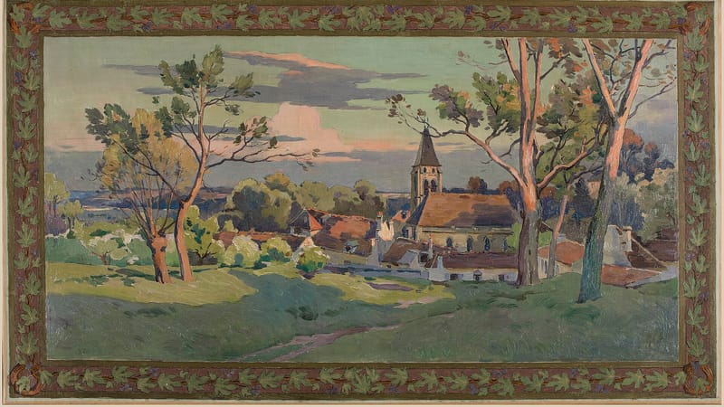 Thiais — Paul Léon Felix Schmitt - Esquisse pour la mairie de Thiais , village avec une église - PPP4244 - Musée des Beaux-Arts de la ville de Paris