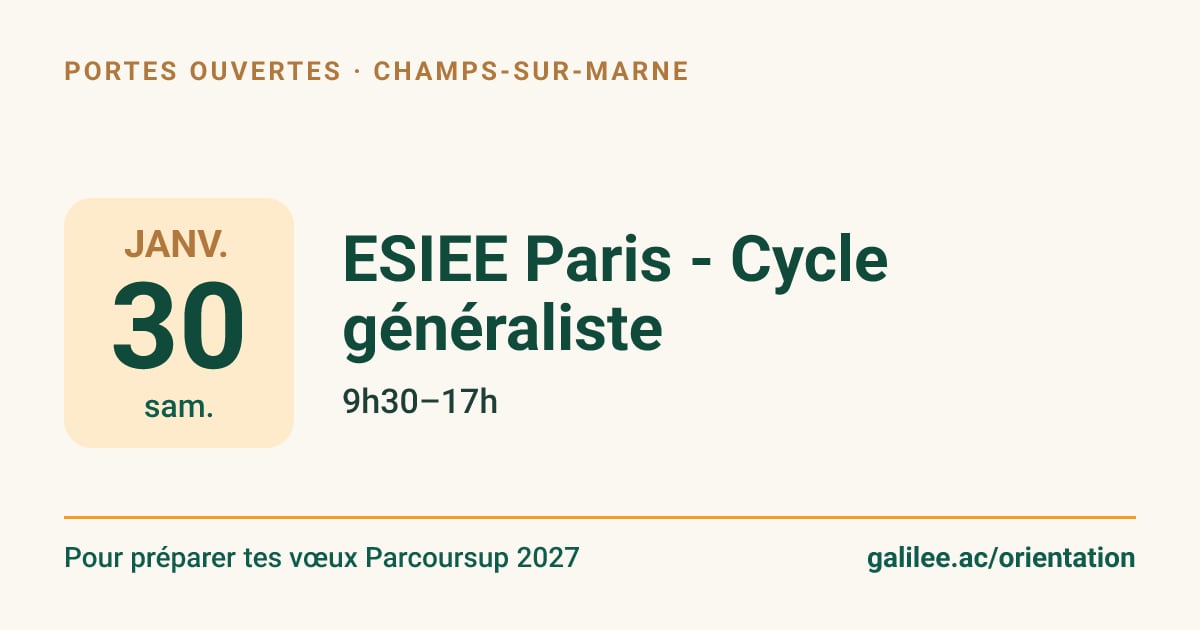 JPO ESIEE Paris - Cycle généraliste : sam. 30 janv. 2027