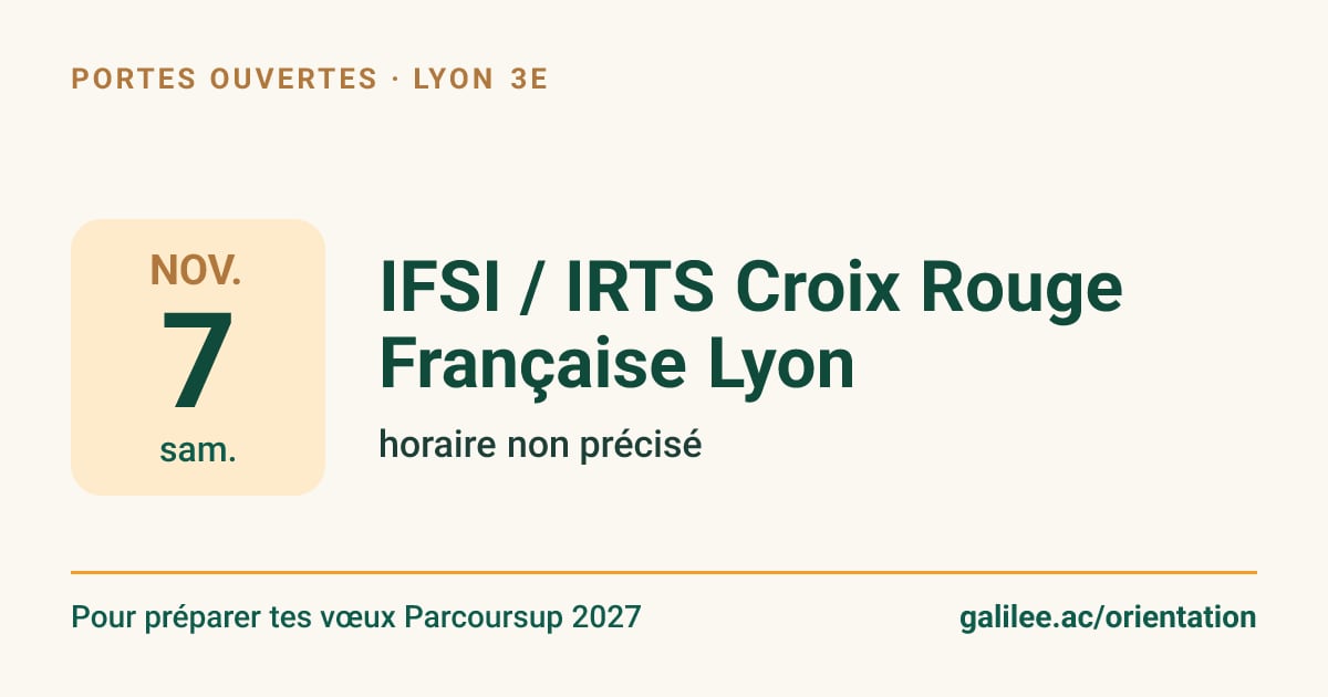 JPO IFSI / IRTS Croix Rouge Française… : sam. 7 nov. 2026
