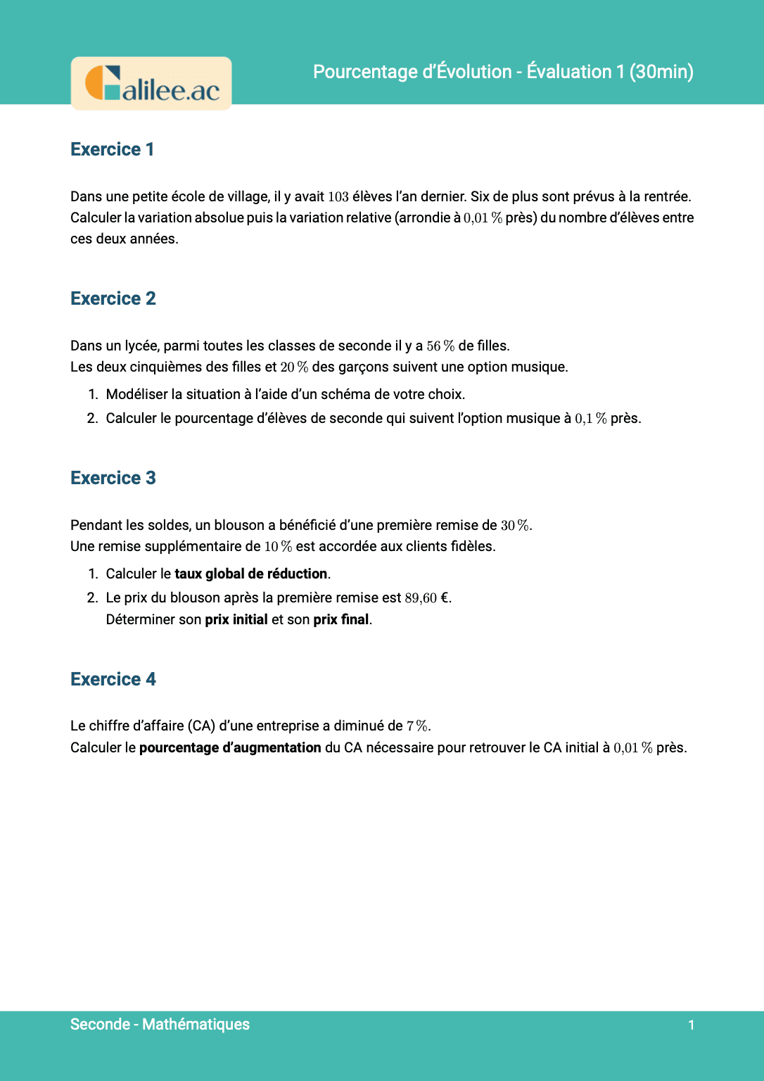aperçu 1ere page evaluation seconde pourcentage evolution 1