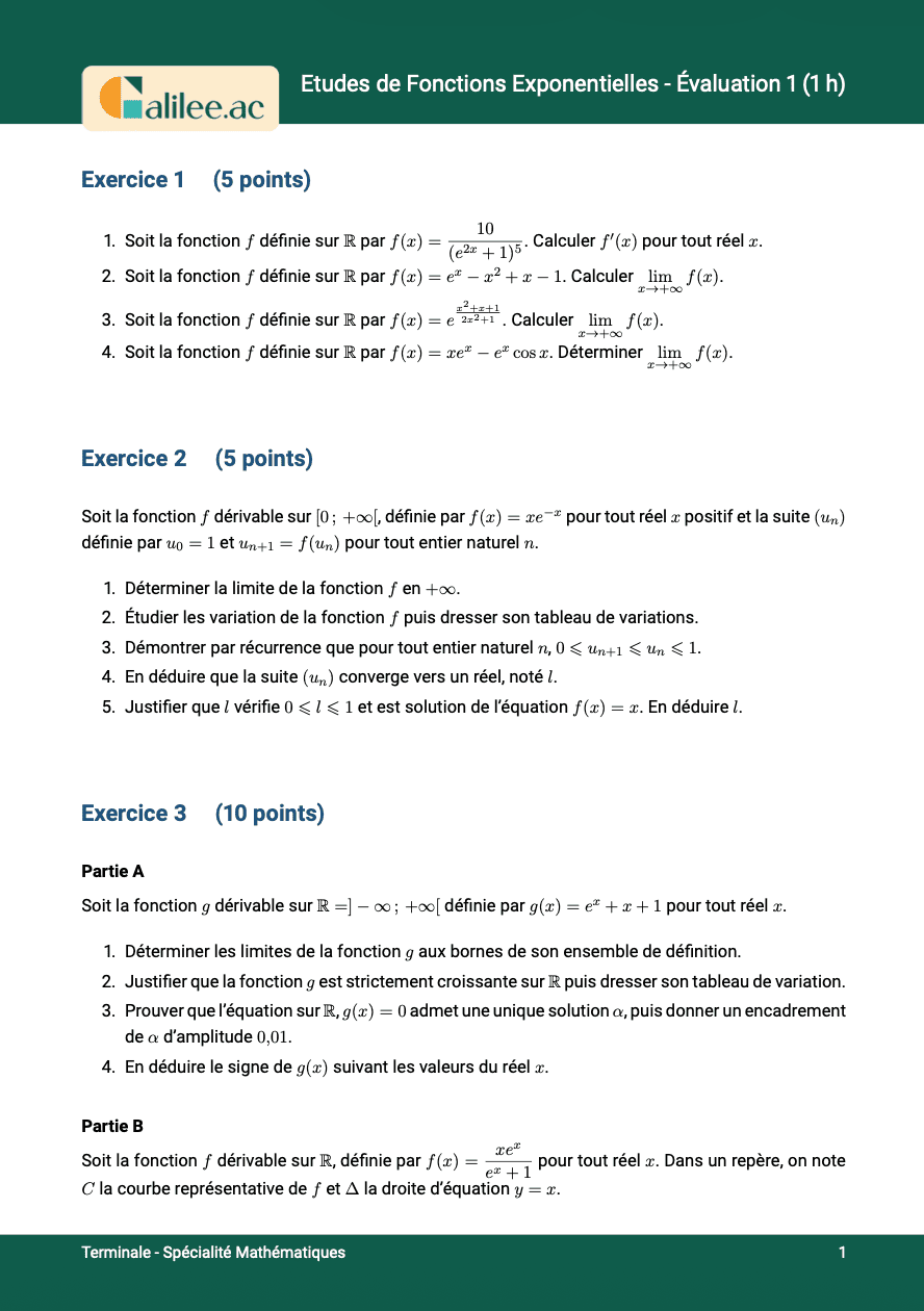 aperçu 1ere page evaluation terminale etude fonctions exp 1