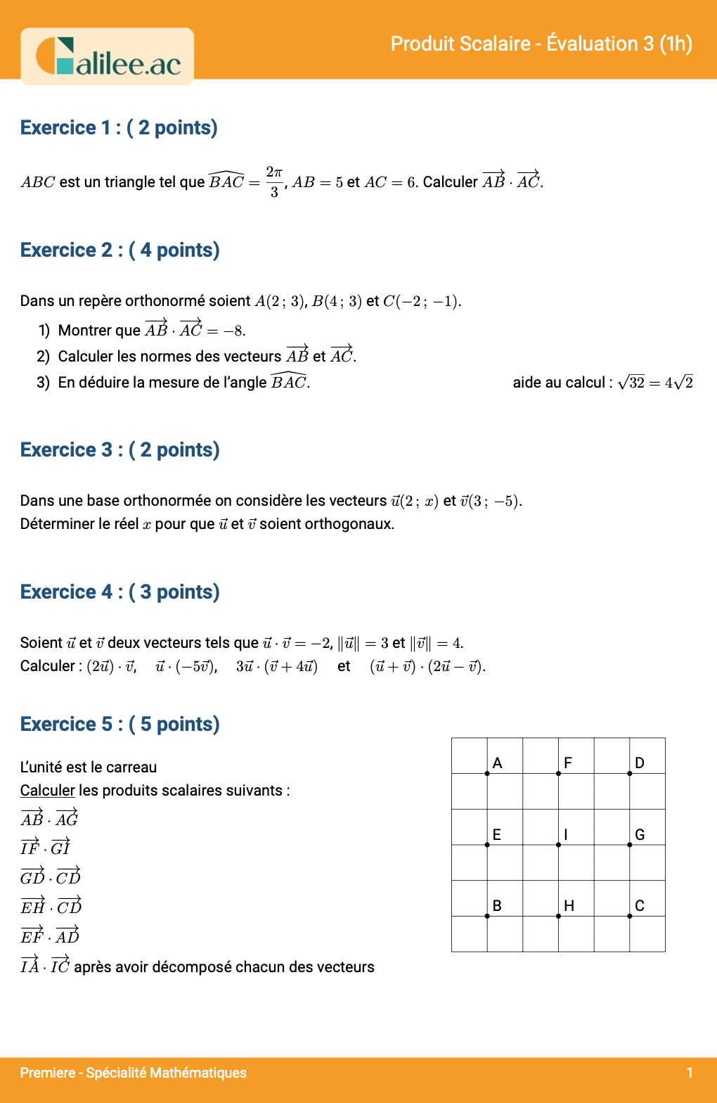 aperçu 1ere page evaluation 1ere spé maths produit scalaire 3