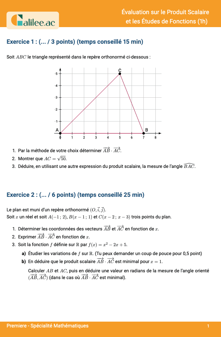aperçu 1ere page evaluation 1ere produit scalaire derivation globale 