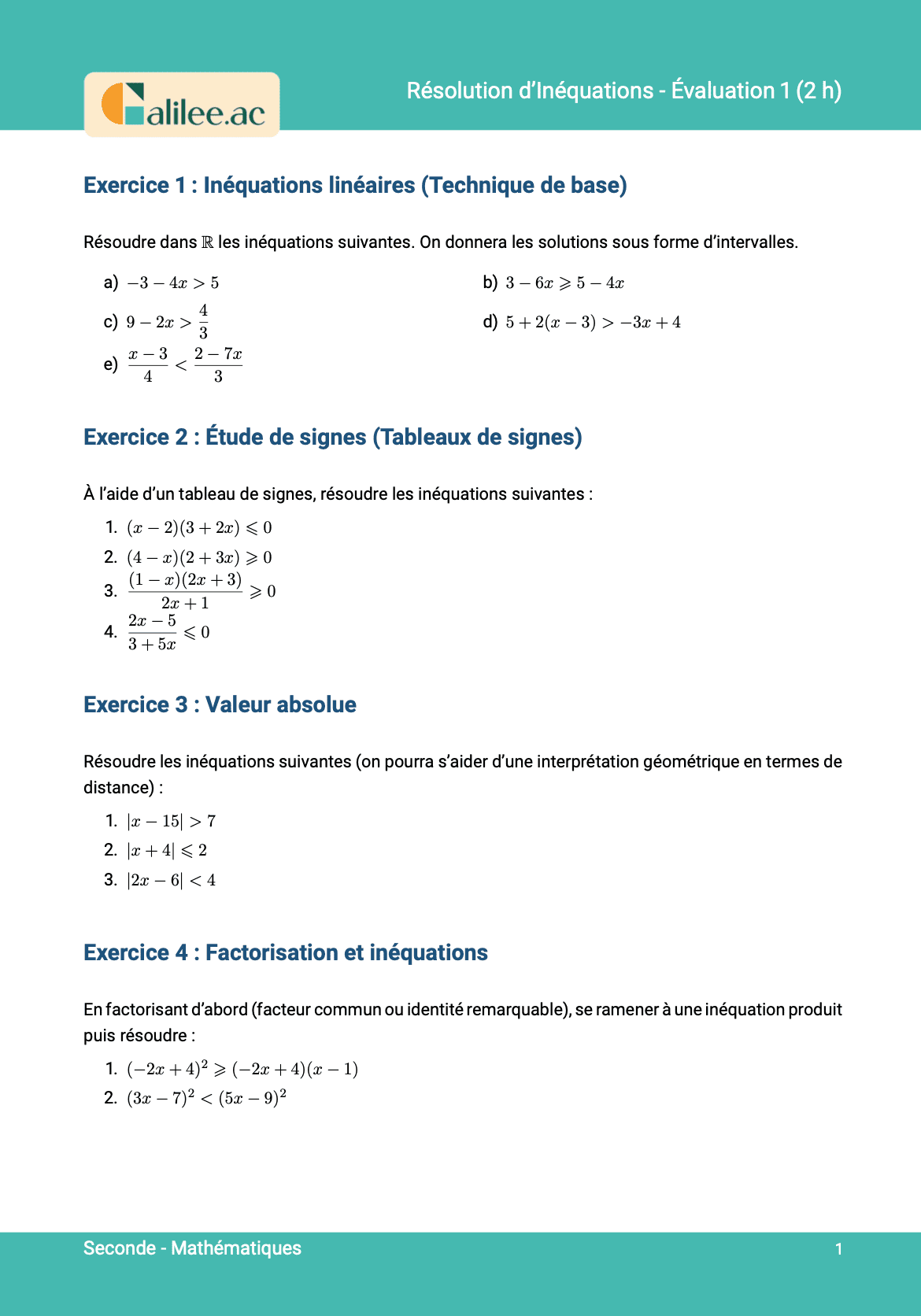 aperçu 1ere page evaluation seconde inequation 1