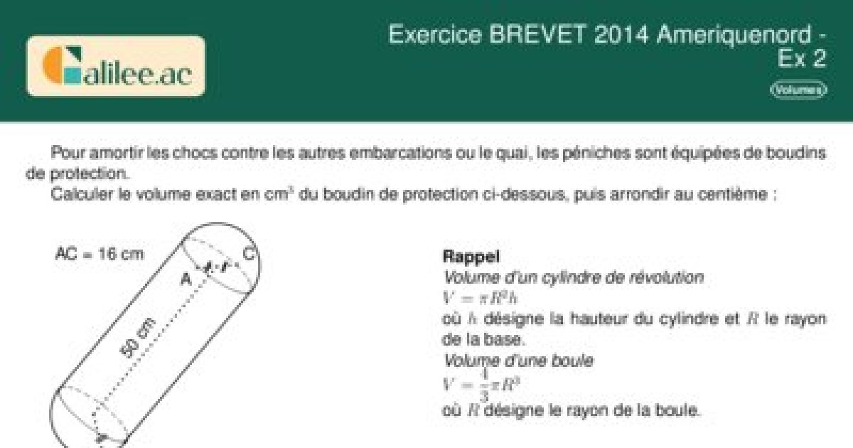 Exercice Corrigé Brevet Volumes-PDF 2014 - Ex 2 - Corrigé PDF